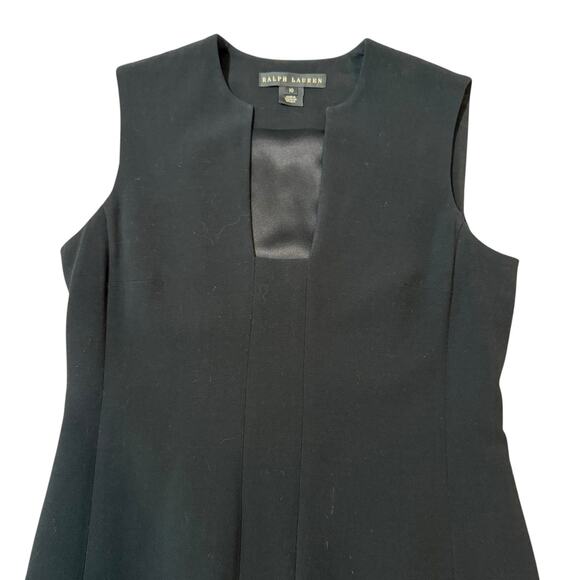 Ralph Lauren Black Label Wool Sheath Dress Square Notch Neck Black - Size 10 - Picture 2 of 11